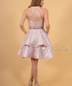 Tiered Short Dress With Strappy Back By Elizabeth K GS1603