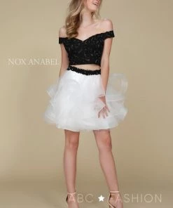 Tulle Short Off The Shoulder Two-Piece Dress By Nox Anabel A613
