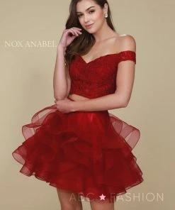 Tulle Short Off The Shoulder Two-Piece Dress By Nox Anabel A613