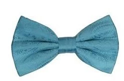 Vesuvio Napoli Men Turquoise Paisley Bow Ties With Matching Pocket Squares