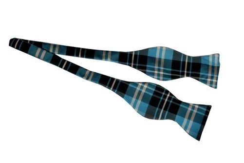 Vesuvio Napoli Turquoise/Black Self Tie Plaid Bow Ties Men 3 Vesuvio Napoli Turquoise/Black Self Tie Plaid Bow Ties Men