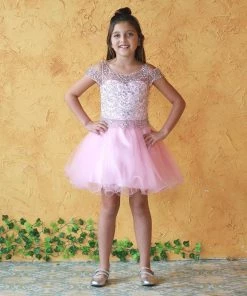 Calla Collection Dama Dresses Tween Girls Ruffled Short Cold Shoulder Dress By Calla TY012