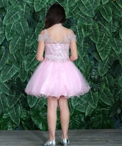 Calla Collection Dama Dresses Tween Girls Ruffled Short Cold Shoulder Dress By Calla TY012