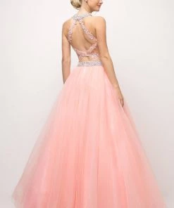 Beaded Lace Two-Piece Ball Gown By Cinderella Divine UM078 Prom