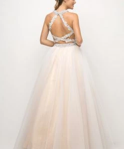Beaded Lace Two-Piece Ball Gown By Cinderella Divine UM078 Prom