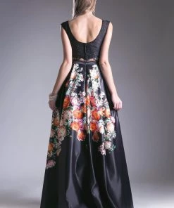 Prom Long Two Piece Floral Print Dress By Cinderella Divine KC1813