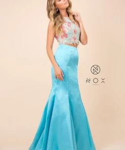 Prom Two-Piece Mermaid Dress With Embroidered Top By Nox Anabel 8287