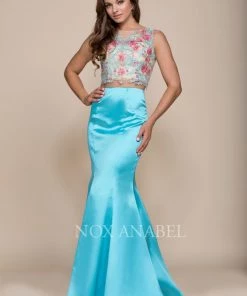 Prom Two-Piece Mermaid Dress With Embroidered Top By Nox Anabel 8287