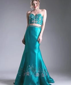 Prom Beaded Two Piece Mermaid Dress By Cinderella Divine 62211