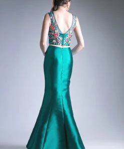 Prom Floral Applique 2 Piece Mermaid Gown By Cinderella Divine HW03