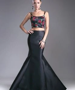 Floral Applique 2 Piece Mermaid Dress By Cinderella Divine KC1737 11 Floral Applique 2 Piece Mermaid Dress By Cinderella Divine KC1737
