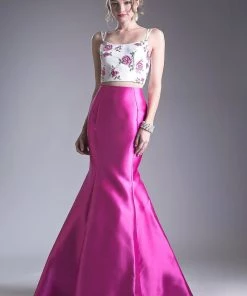 Floral Applique 2 Piece Mermaid Dress By Cinderella Divine KC1737