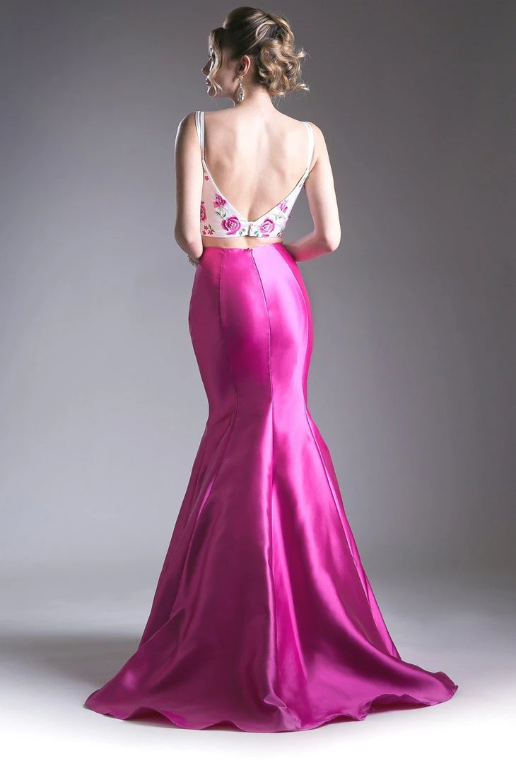 Floral Applique 2 Piece Mermaid Dress By Cinderella Divine KC1737 4 Floral Applique 2 Piece Mermaid Dress By Cinderella Divine KC1737