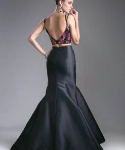 Floral Applique 2 Piece Mermaid Dress By Cinderella Divine KC1737 12 Floral Applique 2 Piece Mermaid Dress By Cinderella Divine KC1737