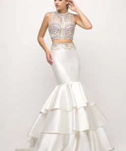 Tiered Two-Piece Mermaid Dress By Cinderella Divine 83903 Prom