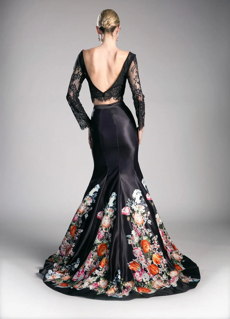 Two-Piece Print Mermaid Gown By Cinderella Divine KC1800 4 Two-Piece Print Mermaid Gown By Cinderella Divine KC1800