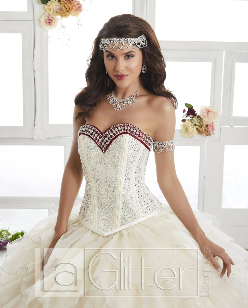 LA Glitter By House Of Wu Quinceañera Two-Piece Ruffled Dress By House Of Wu LA Glitter 24010 6 LA Glitter By House Of Wu Quinceañera Two-Piece Ruffled Dress By House Of Wu LA Glitter 24010