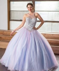 Calla Collection Quinceañera Two-Tone Beaded Halter Quinceanera Dress By Calla KY79398X