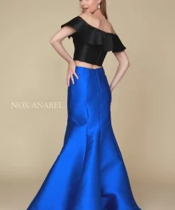 Prom Two-Tone Off Shoulder Two-Piece Mermaid Gown By Nox Anabel Q129
