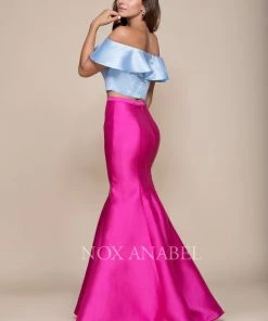 Prom Two-Tone Off Shoulder Two-Piece Mermaid Gown By Nox Anabel Q129