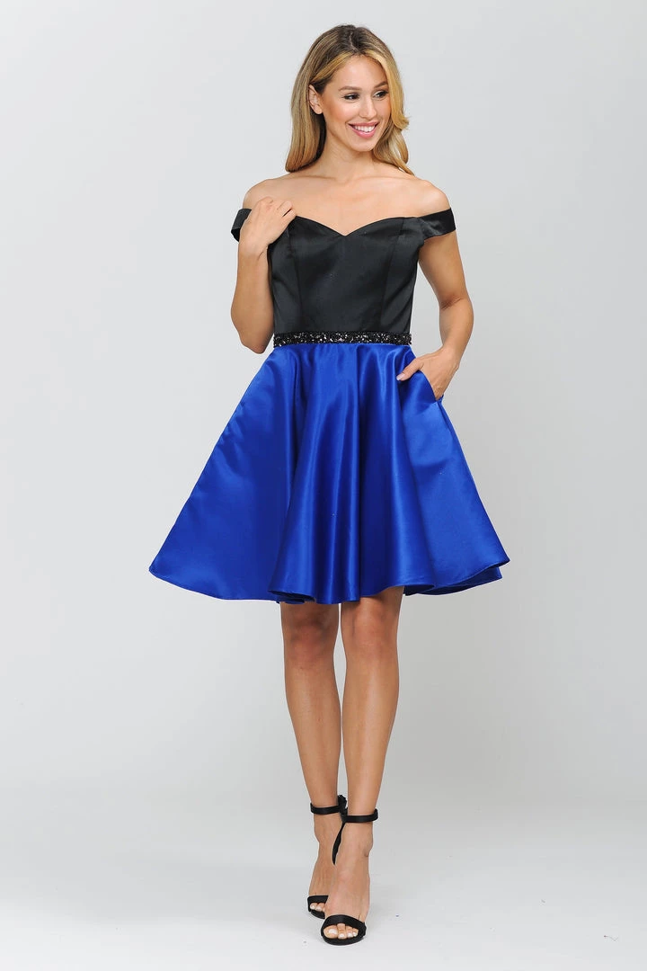 Two-Tone Short Off The Shoulder Dress By Poly USA 8532 Prom 7 Two-Tone Short Off The Shoulder Dress By Poly USA 8532 Prom