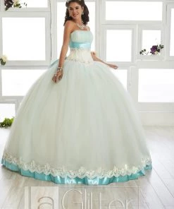 LA Glitter By House Of Wu Two-Tone Strapless A-line Dress By House Of Wu LA Glitter 24012 QuinceaƱera