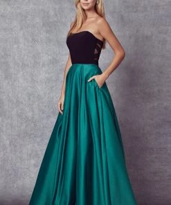Two Tone Strapless Gown By Juliet 694 Prom