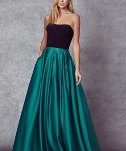 Two Tone Strapless Gown By Juliet 694 Prom