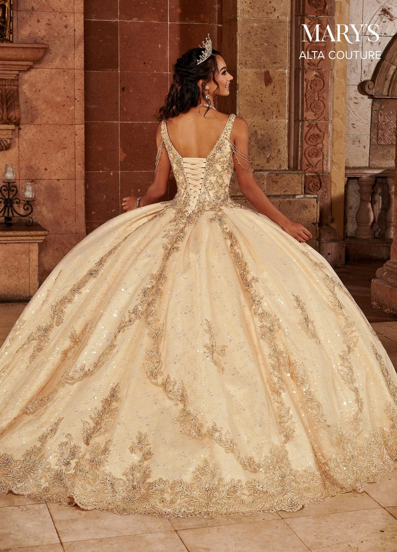 Mary's Bridal V-Neck Cape Quinceanera Dress By Alta Couture MQ3064 7 Mary's Bridal V-Neck Cape Quinceanera Dress By Alta Couture MQ3064