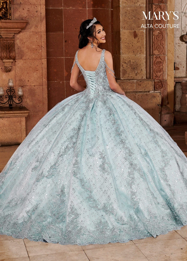 Mary's Bridal V-Neck Cape Quinceanera Dress By Alta Couture MQ3064 12 Mary's Bridal V-Neck Cape Quinceanera Dress By Alta Couture MQ3064