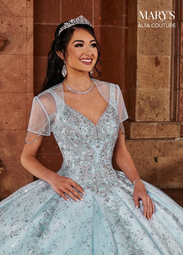Mary's Bridal V-Neck Cape Quinceanera Dress By Alta Couture MQ3064 13 Mary's Bridal V-Neck Cape Quinceanera Dress By Alta Couture MQ3064