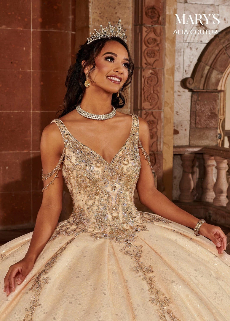 Mary's Bridal V-Neck Cape Quinceanera Dress By Alta Couture MQ3064 6 Mary's Bridal V-Neck Cape Quinceanera Dress By Alta Couture MQ3064