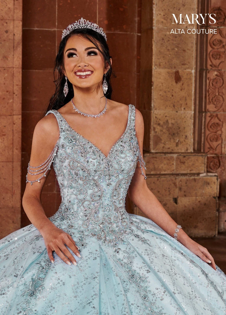 Mary's Bridal V-Neck Cape Quinceanera Dress By Alta Couture MQ3064 11 Mary's Bridal V-Neck Cape Quinceanera Dress By Alta Couture MQ3064