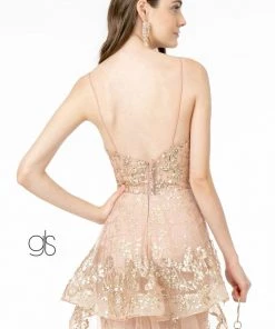 Prom V-Neck Glitter Mermaid Gown With Train By Elizabeth K GL2959