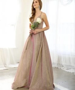 Prom Glitter Ballgown With Crisscross Back By Nox Anabel E228