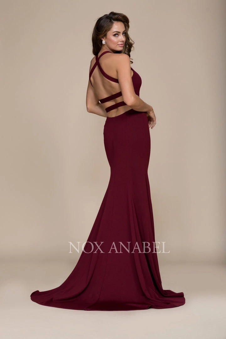 Prom V-Neck Long Mermaid Dress With Strappy Back By Nox Anabel C023 4 Prom V-Neck Long Mermaid Dress With Strappy Back By Nox Anabel C023