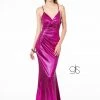 V-Neck Metallic Mermaid Gown With Corset Back By Elizabeth K GL2943 Prom