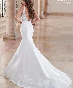 Mary's Bridal Couture Damour Collection Wedding Dresses V-Neck Mikado Bridal Gown By Mary's Bridal MB4109