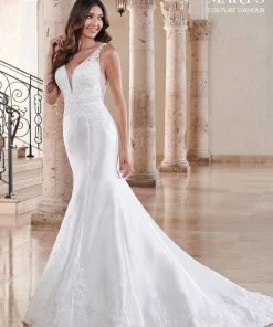Mary's Bridal Couture Damour Collection Wedding Dresses V-Neck Mikado Bridal Gown By Mary's Bridal MB4109