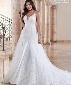 Mary's Bridal Couture Damour Collection Wedding Dresses V-Neck Mikado Bridal Gown By Mary's Bridal MB4109