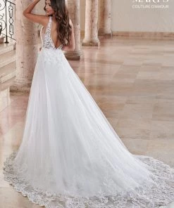 Mary's Bridal Couture Damour Collection Wedding Dresses V-Neck Mikado Bridal Gown By Mary's Bridal MB4109