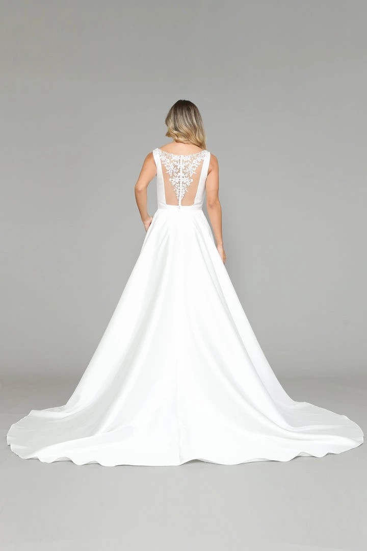 V-Neck Satin Wedding Dress By Poly USA 8582 6 V-Neck Satin Wedding Dress By Poly USA 8582