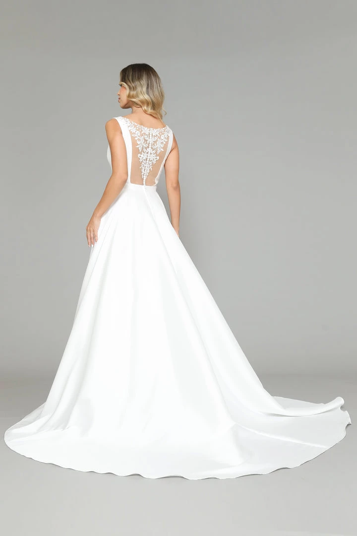 V-Neck Satin Wedding Dress By Poly USA 8582 5 V-Neck Satin Wedding Dress By Poly USA 8582