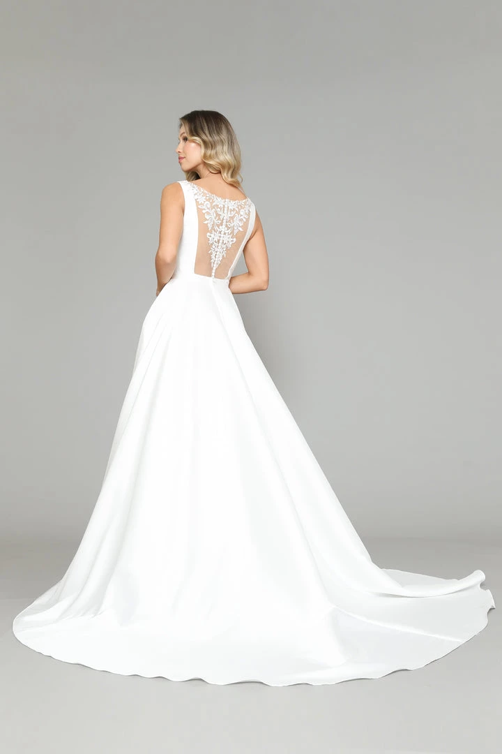 V-Neck Satin Wedding Dress By Poly USA 8582 4 V-Neck Satin Wedding Dress By Poly USA 8582