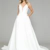 V-Neck Satin Wedding Dress By Poly USA 8582 1 V-Neck Satin Wedding Dress By Poly USA 8582
