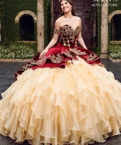 Mary's Bridal Velvet Charro Quinceanera Dress By Alta Couture MQ3037 Quinceañera
