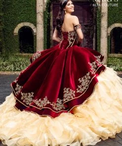 Mary's Bridal Velvet Charro Quinceanera Dress By Alta Couture MQ3037 Quinceañera