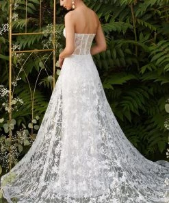 Prom Applique Strapless Overskirt Gown By Cinderella Divine CB046W