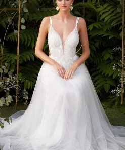 White Beaded Long Tulle Dress By Cinderella Divine CD0154W Prom 17 White Beaded Long Tulle Dress By Cinderella Divine CD0154W Prom