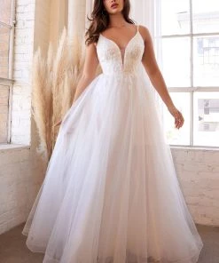 White Beaded Long Tulle Dress By Cinderella Divine CD0154W Prom 15 White Beaded Long Tulle Dress By Cinderella Divine CD0154W Prom